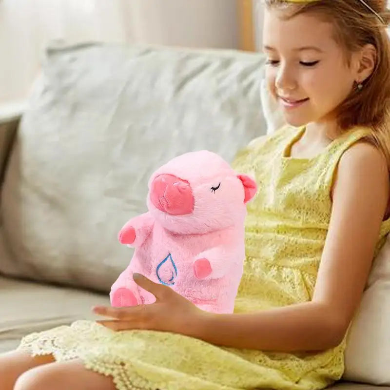 Capibara de peluche con respiración — Animal reconfortante con latidos, música y luz, ideal para ayudar a dormir a niños pequeños y bebés.