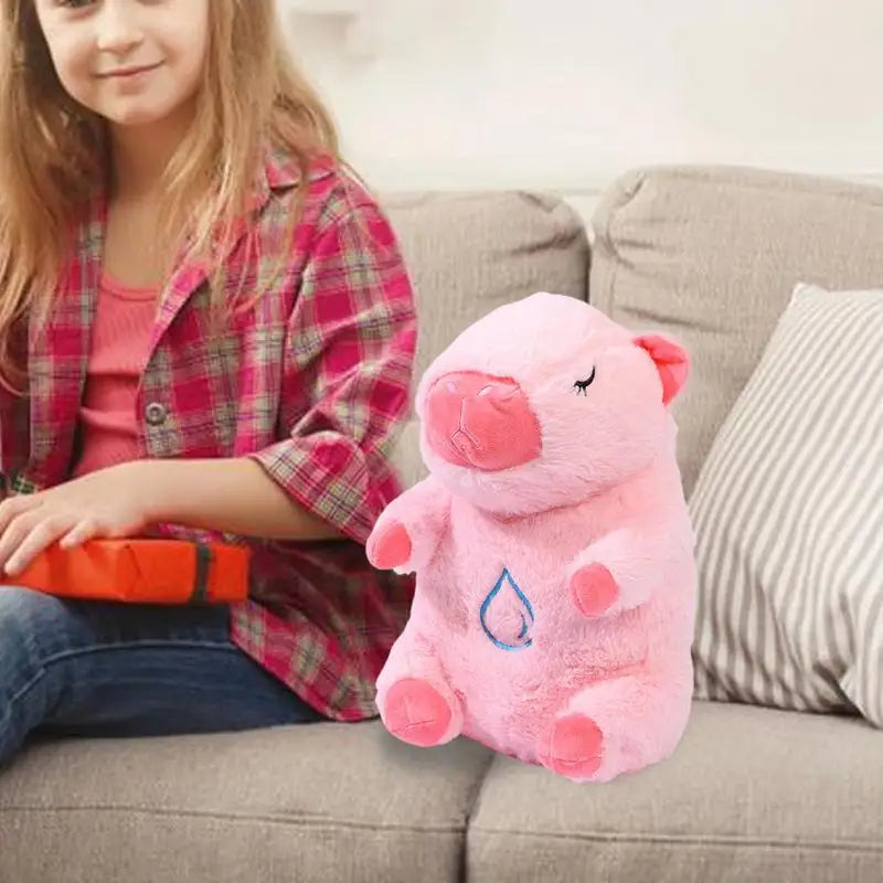 Capibara de peluche con respiración — Animal reconfortante con latidos, música y luz, ideal para ayudar a dormir a niños pequeños y bebés.