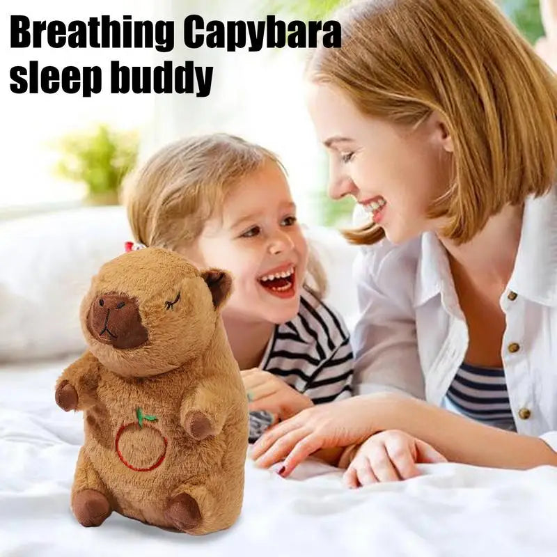 Capibara de peluche con respiración — Animal reconfortante con latidos, música y luz, ideal para ayudar a dormir a niños pequeños y bebés.